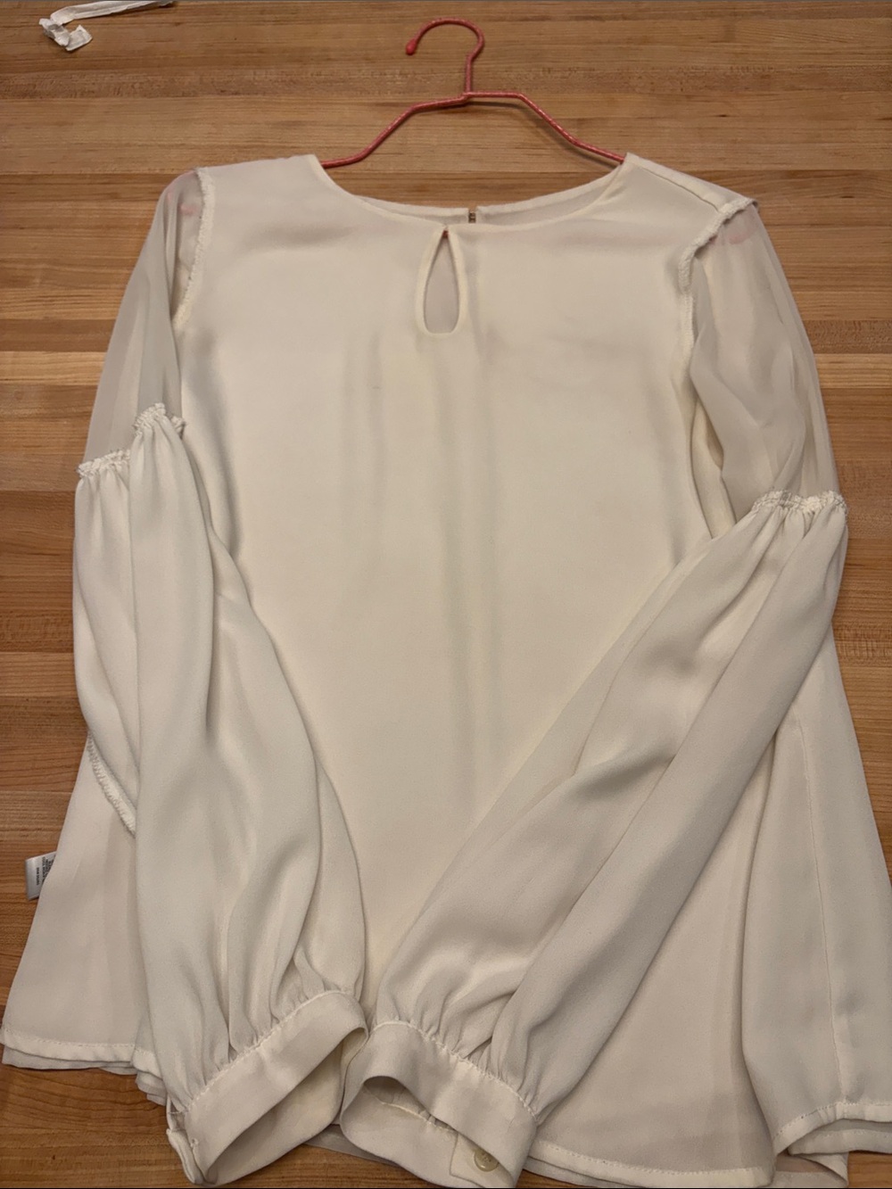 Express Cream Chiffon Long Sleeve Blouse